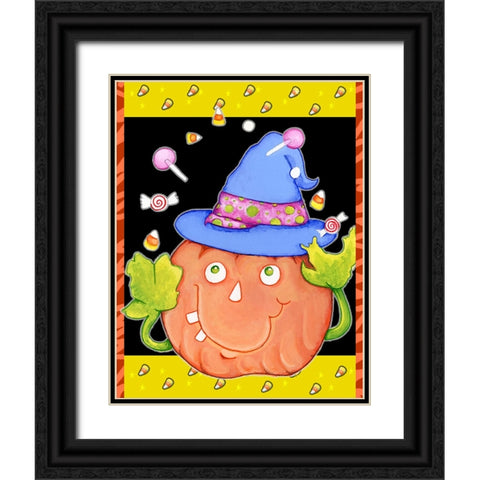 Juggling Pumpkin Black Ornate Wood Framed Art Print with Double Matting by Wade, Valarie