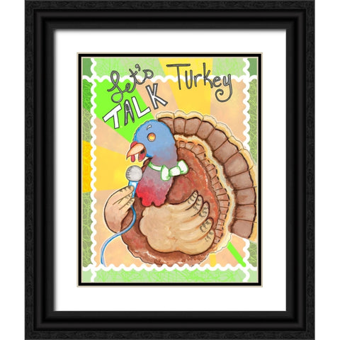 Talking Turkey Black Ornate Wood Framed Art Print with Double Matting by Wade, Valarie