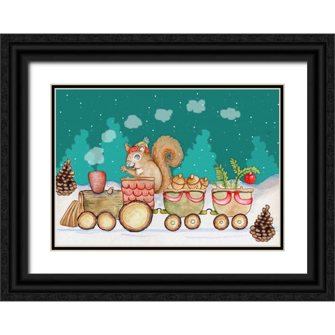 Woodland Express Black Ornate Wood Framed Art Print with Double Matting by Wade, Valarie