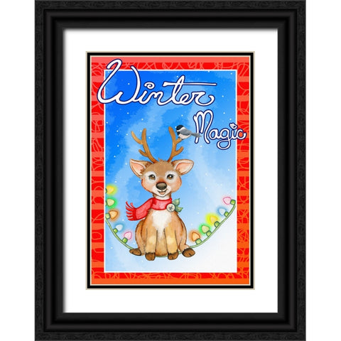Winter Magic Black Ornate Wood Framed Art Print with Double Matting by Wade, Valarie