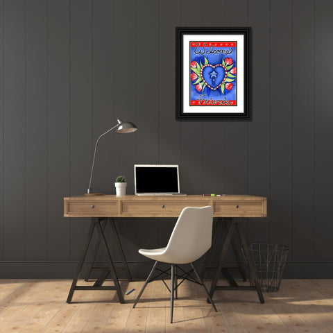 Poppy Heart Black Ornate Wood Framed Art Print with Double Matting by Wade, Valarie