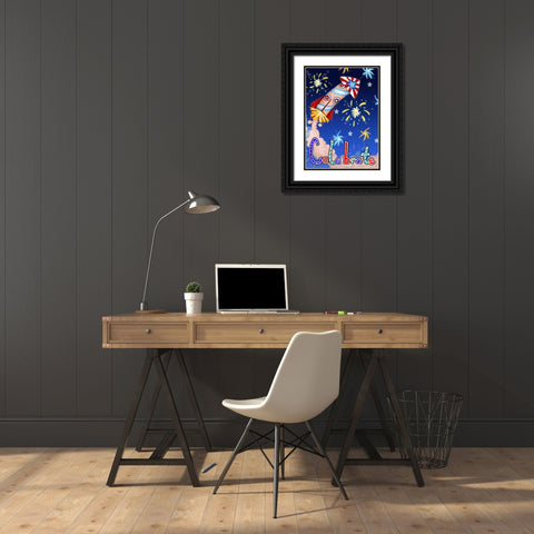 Rocket Celebration Black Ornate Wood Framed Art Print with Double Matting by Wade, Valarie