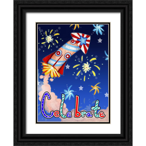 Rocket Celebration Black Ornate Wood Framed Art Print with Double Matting by Wade, Valarie