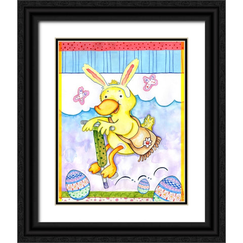 Bunny Hop Black Ornate Wood Framed Art Print with Double Matting by Wade, Valarie