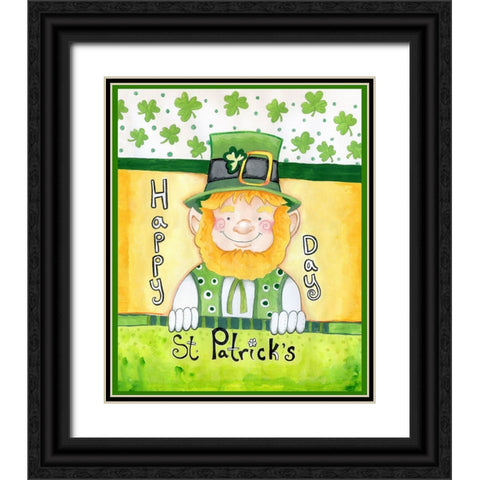 Happy Leprechaun Black Ornate Wood Framed Art Print with Double Matting by Wade, Valarie