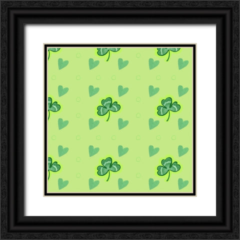 Shamrock Pattern Black Ornate Wood Framed Art Print with Double Matting by Wade, Valarie