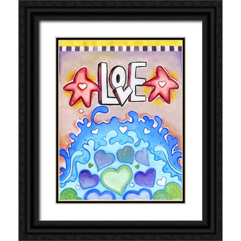 Ocean of Hearts Black Ornate Wood Framed Art Print with Double Matting by Wade, Valarie