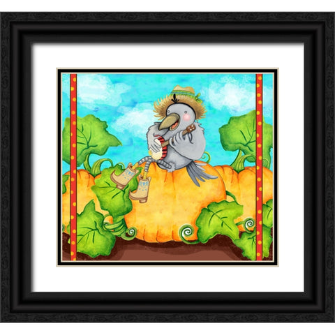 Farmer Crow Pumpkin Patch Black Ornate Wood Framed Art Print with Double Matting by Wade, Valarie