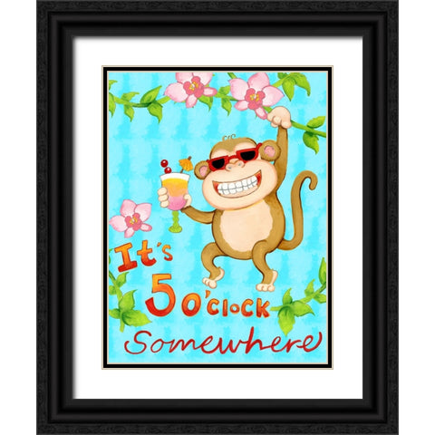 Swinging Vine Black Ornate Wood Framed Art Print with Double Matting by Wade, Valarie