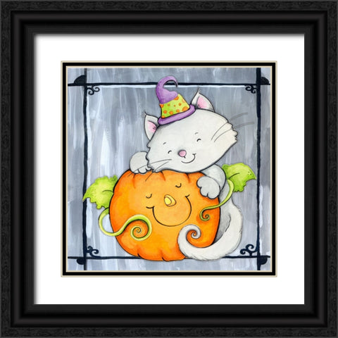 Pumpkin Hugs Black Ornate Wood Framed Art Print with Double Matting by Wade, Valarie