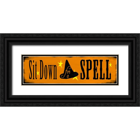Sit Down For A Spell Black Ornate Wood Framed Art Print with Double Matting by Wade, Valarie