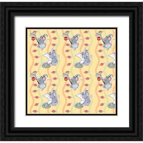 Christmas Mice Black Ornate Wood Framed Art Print with Double Matting by Wade, Valarie