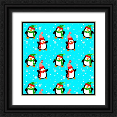 penguin paper Black Ornate Wood Framed Art Print with Double Matting by Wade, Valarie