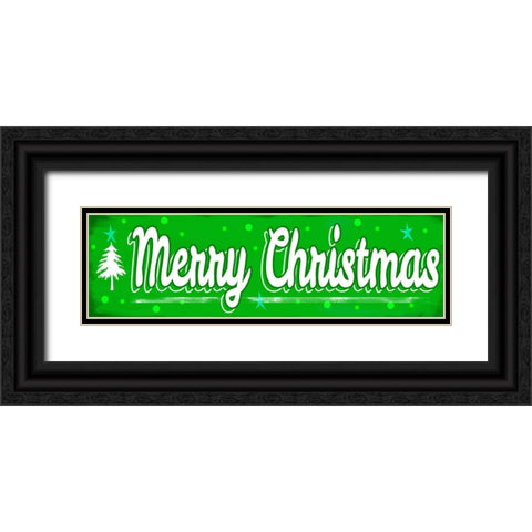 Merry Christmas Sign Black Ornate Wood Framed Art Print with Double Matting by Wade, Valarie