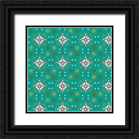 Four Color Flakes Black Ornate Wood Framed Art Print with Double Matting by Wade, Valarie