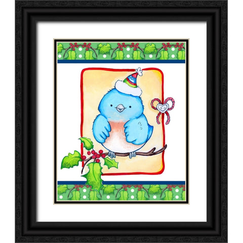 Little Jolly Birdie Black Ornate Wood Framed Art Print with Double Matting by Wade, Valarie