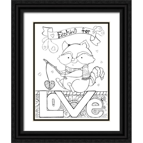 Fishing For Love Black Ornate Wood Framed Art Print with Double Matting by Wade, Valarie