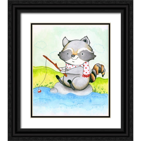 Gone Fishing Black Ornate Wood Framed Art Print with Double Matting by Wade, Valarie