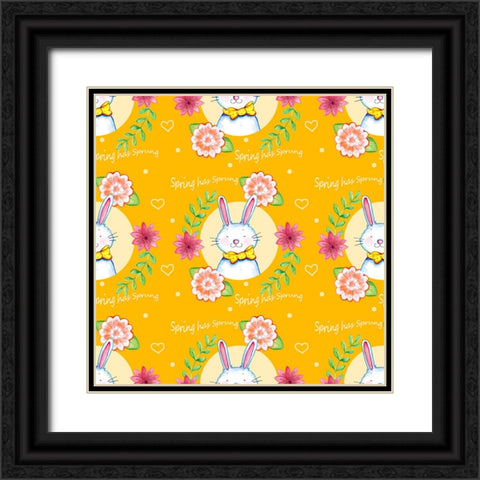 Bunnies Pattern Black Ornate Wood Framed Art Print with Double Matting by Wade, Valarie