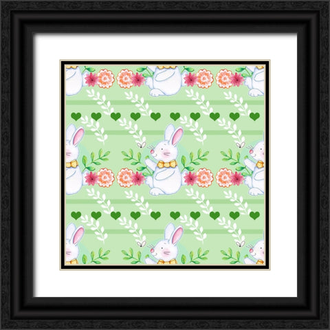 Bunny And Butter Pattern Black Ornate Wood Framed Art Print with Double Matting by Wade, Valarie