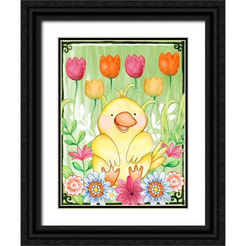 Just Duckie Black Ornate Wood Framed Art Print with Double Matting by Wade, Valarie