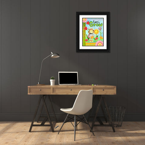 Lets Grow Black Ornate Wood Framed Art Print with Double Matting by Wade, Valarie