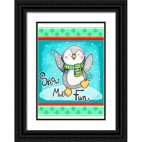 Snow Much Fun Black Ornate Wood Framed Art Print with Double Matting by Wade, Valarie