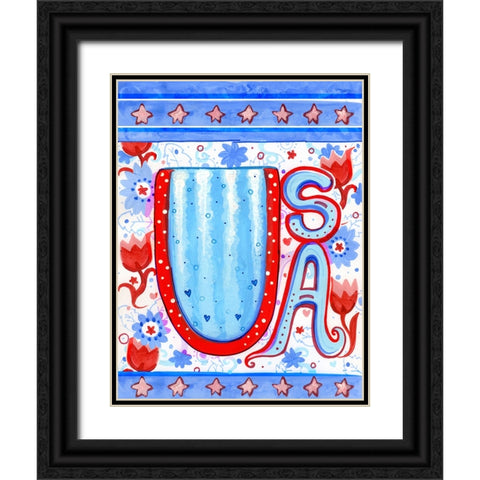 Watermelon USA Black Ornate Wood Framed Art Print with Double Matting by Wade, Valarie