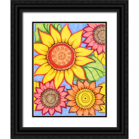Sunflower Zen Black Ornate Wood Framed Art Print with Double Matting by Wade, Valarie