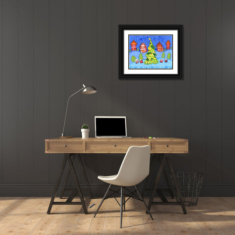 Christmas Village Black Ornate Wood Framed Art Print with Double Matting by Wade, Valarie