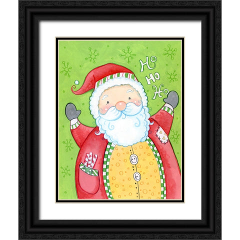 Happy Santa Black Ornate Wood Framed Art Print with Double Matting by Wade, Valarie