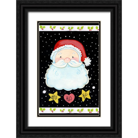 Ho Ho Santa Claus Black Ornate Wood Framed Art Print with Double Matting by Wade, Valarie