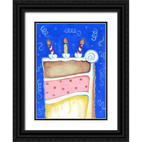 Birthday Cake Blue Black Ornate Wood Framed Art Print with Double Matting by Wade, Valarie
