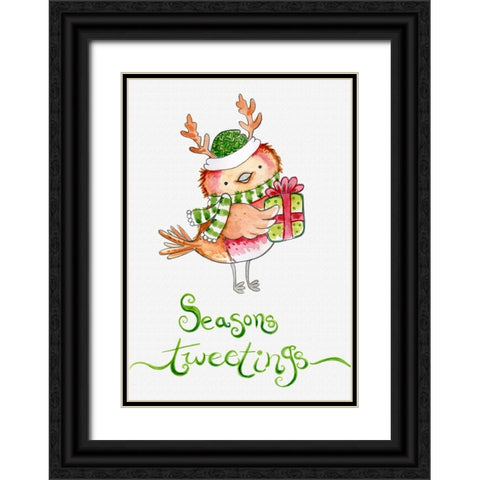 Red Birds Gift Black Ornate Wood Framed Art Print with Double Matting by Wade, Valarie