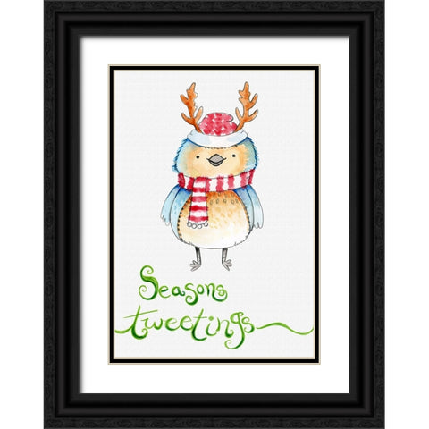 Reindeer Tweet Black Ornate Wood Framed Art Print with Double Matting by Wade, Valarie