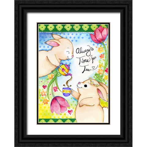 Time for Tea Black Ornate Wood Framed Art Print with Double Matting by Wade, Valarie