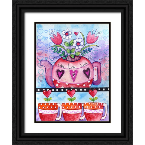 Love You Tea Black Ornate Wood Framed Art Print with Double Matting by Wade, Valarie