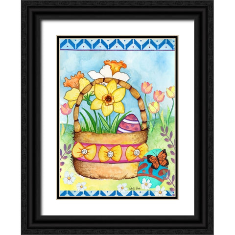 Basket Black Ornate Wood Framed Art Print with Double Matting by Wade, Valarie