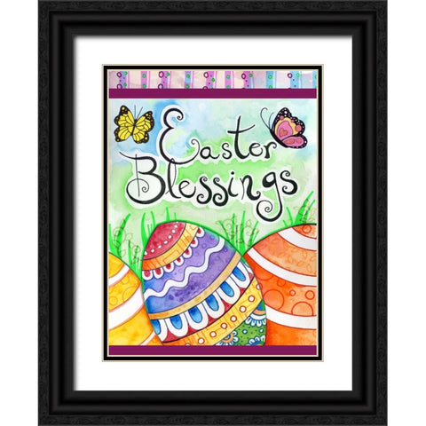 Easter Eggs Black Ornate Wood Framed Art Print with Double Matting by Wade, Valarie