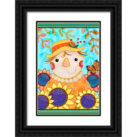 Happy Scarecrow Black Ornate Wood Framed Art Print with Double Matting by Wade, Valarie