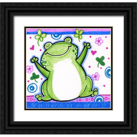 Happy Frog Black Ornate Wood Framed Art Print with Double Matting by Wade, Valarie