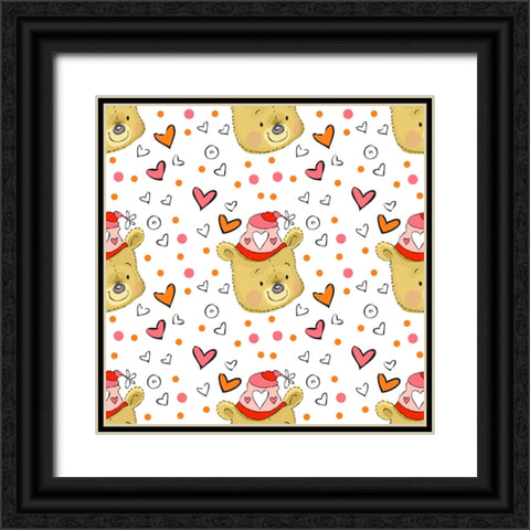 Happy Bear Black Ornate Wood Framed Art Print with Double Matting by Wade, Valarie