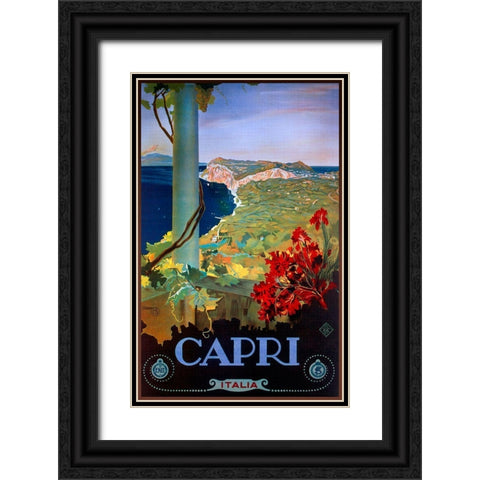 Capri Italia Black Ornate Wood Framed Art Print with Double Matting by Vintage Apple Collection