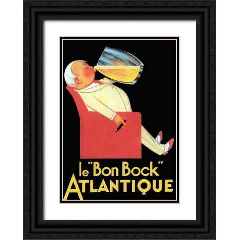 Le Bon Bock Atlantique Black Ornate Wood Framed Art Print with Double Matting by Vintage Apple Collection