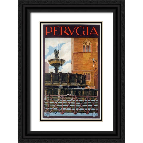 Perugia Black Ornate Wood Framed Art Print with Double Matting by Vintage Apple Collection