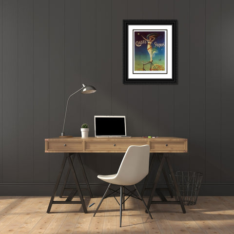 Sirius Cycles Black Ornate Wood Framed Art Print with Double Matting by Vintage Apple Collection