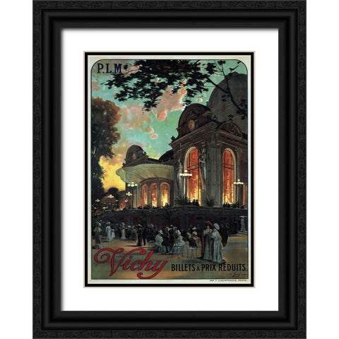 Vichy France Black Ornate Wood Framed Art Print with Double Matting by Vintage Apple Collection