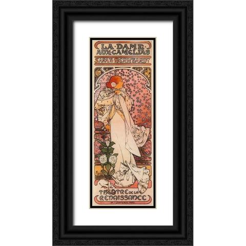 Mucha Bernhardt Black Ornate Wood Framed Art Print with Double Matting by Vintage Apple Collection