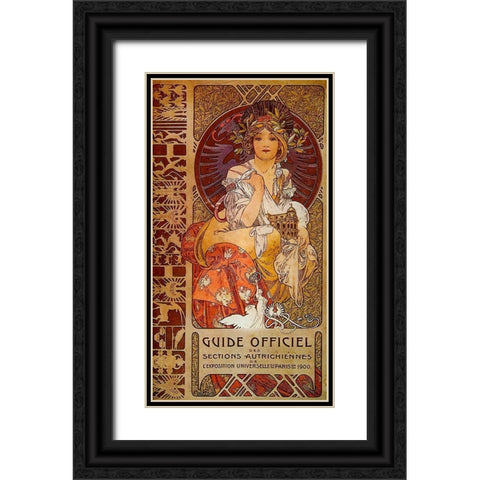 Mucha Guide Officiel Black Ornate Wood Framed Art Print with Double Matting by Vintage Apple Collection