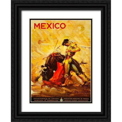 Turismo Mexico II Black Ornate Wood Framed Art Print with Double Matting by Vintage Apple Collection